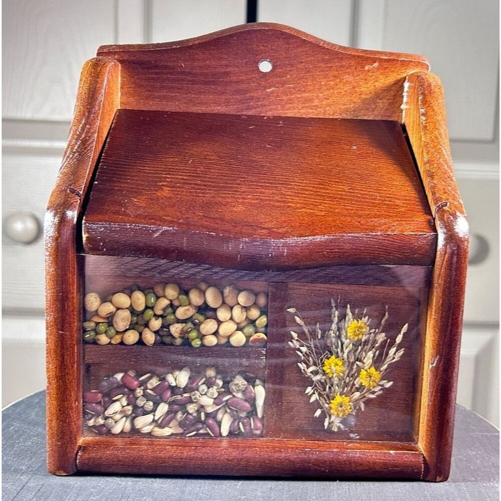 Vintage Ecology Box Recipe Holder Wood w/Index Category Cards